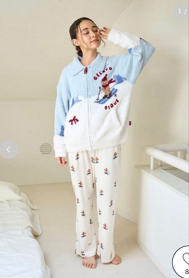 ジェラートピケ　ホリデー　スキーベアロングパンツ