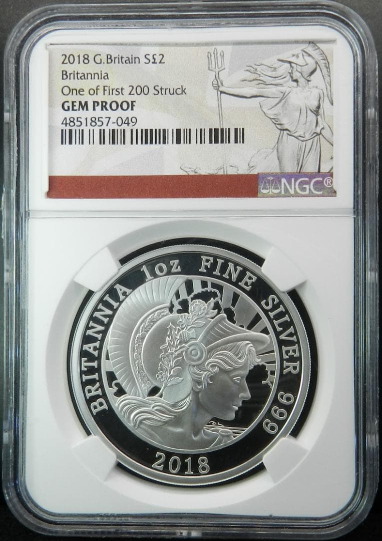 ★希少２００枚の初期発行分★ 2018 イギリス 銀貨 ブリタニア ２ポンド
