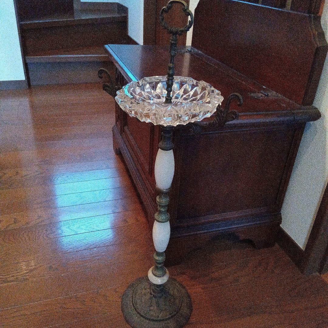 アンティーク ヨーロピアンクリスタルガラス スタンド灰皿