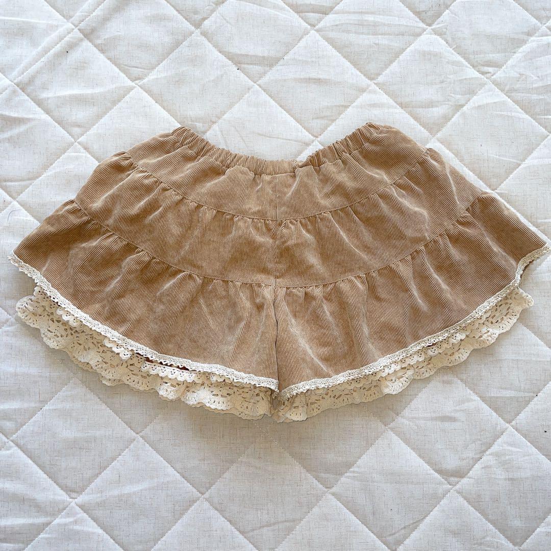 00s 希少 LIZLISA リボン付き ブラウン系ティアードスカパン 姫カジ