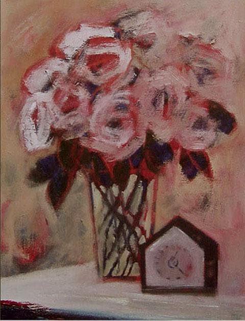 油絵 菅家令子 絵 絵画 インテリア 額付(白) uF6-112502 花