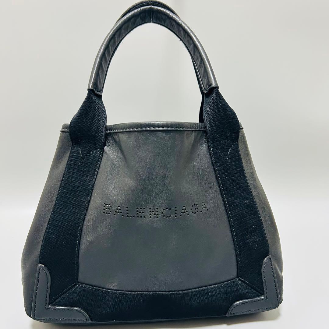 BALENCIAGA ネイビーカバスXS 2WAY ハンドバッグ ブラック