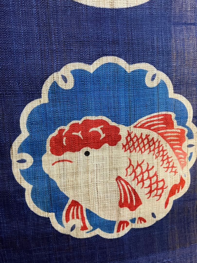 京都くろちく【新品】高級筒描麻暖簾「金魚紋」日本製♪150センチ♪29,700円
