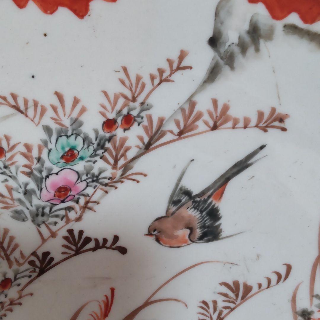 九谷焼古九谷大皿　花鳥絵皿