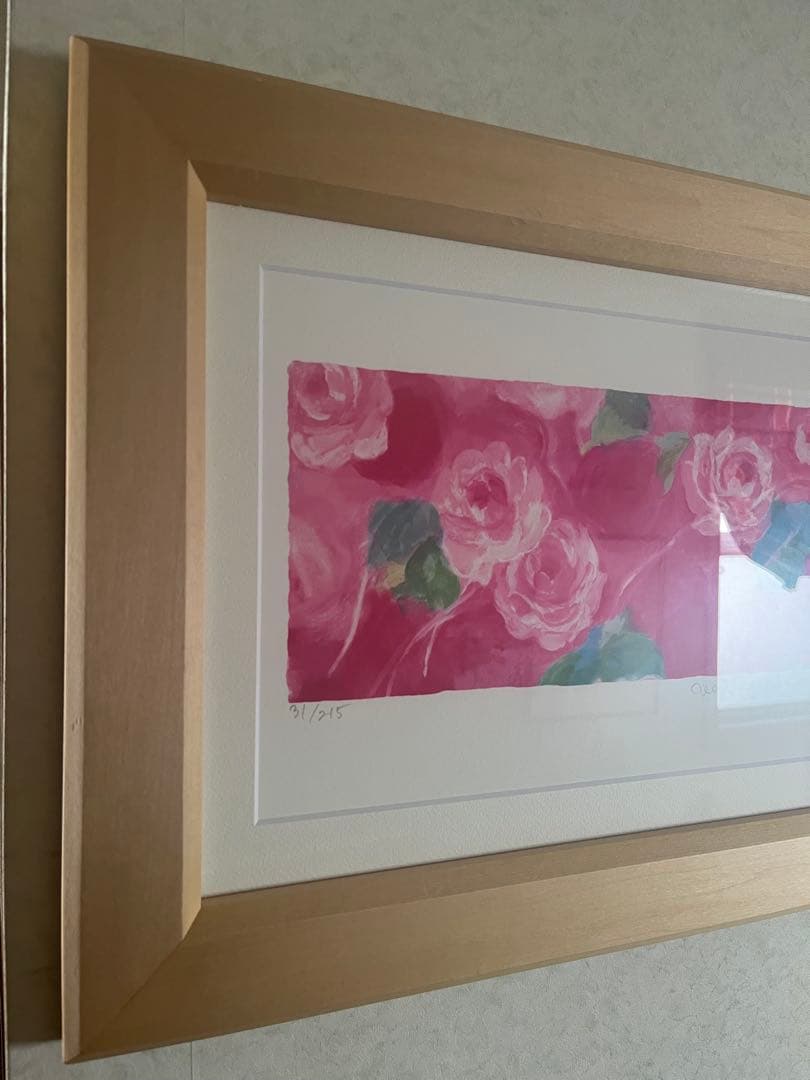 額入り版画　 限定ジクレー　ジニーキム　バラの花 現行品　サイン.ED.証明書