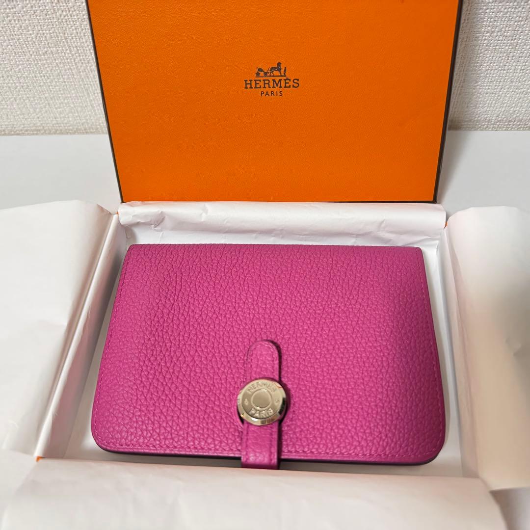 HERMES ドゴンコンパクト　ローズパープル　ピンク 二つ折り財布