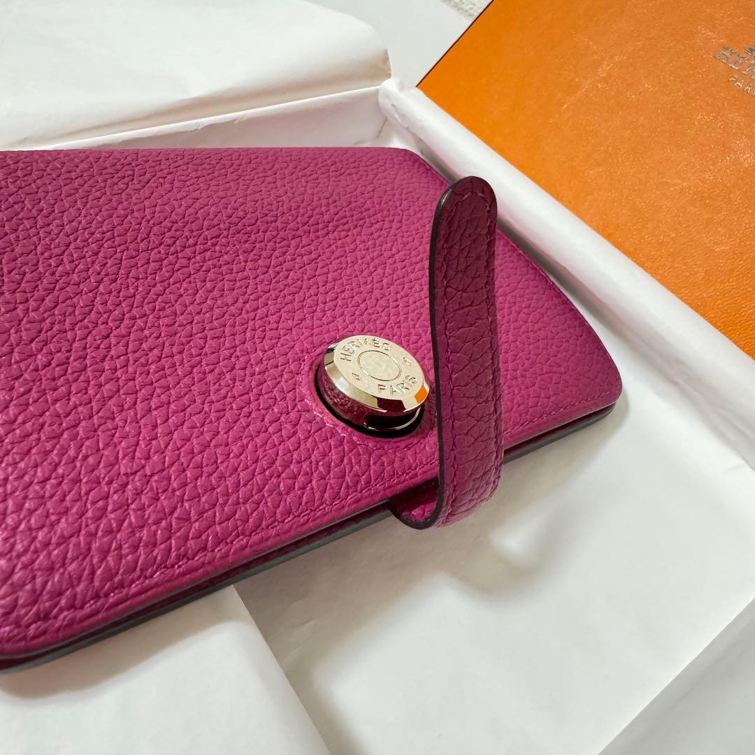 HERMES ドゴンコンパクト　ローズパープル　ピンク 二つ折り財布