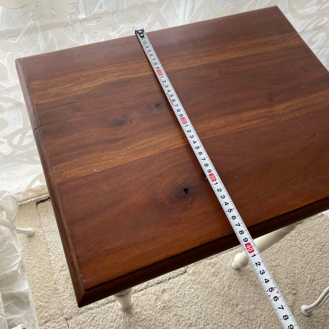 アンティーク　木製サイドテーブル 引き出し付き ホワイト