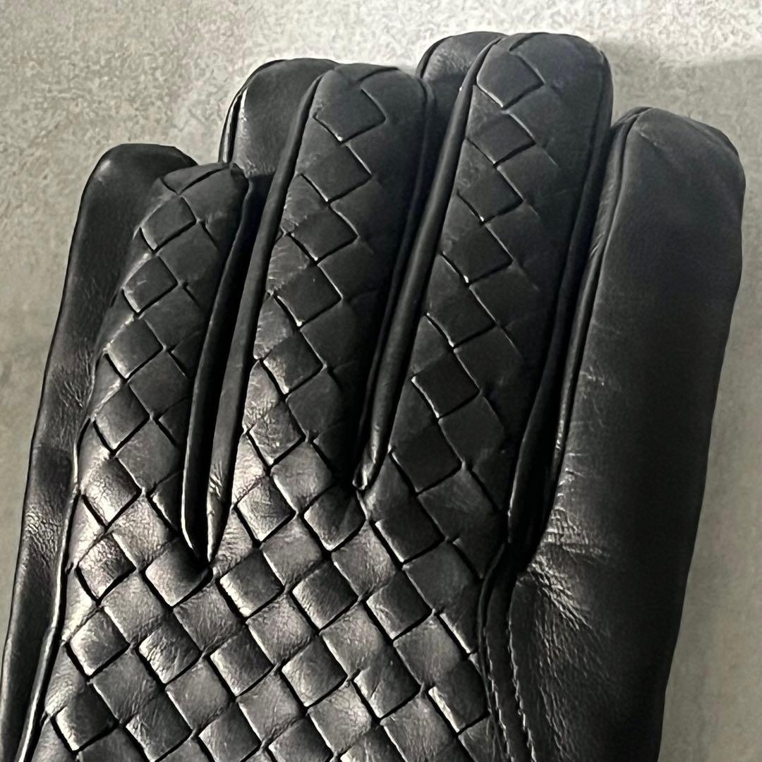 【未使用/付属品有り】ボッテガヴェネタ　メンズ　レザー手袋　イントレチャート　黒