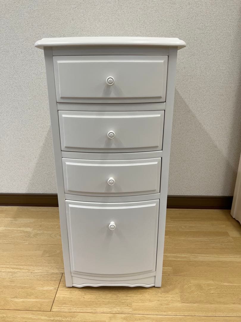 ②まとめ買い割引き価格引き出し4段キャビネットリリーホワイト