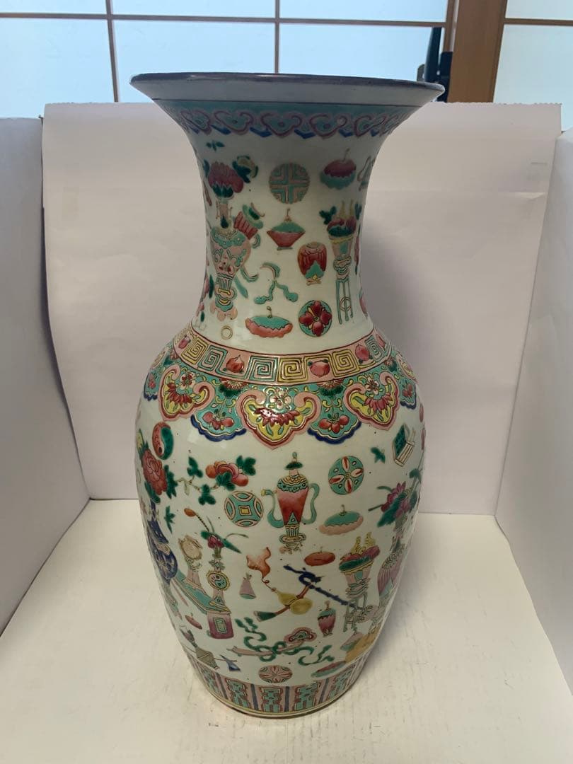 中国美術　粉彩大花瓶　送料込み