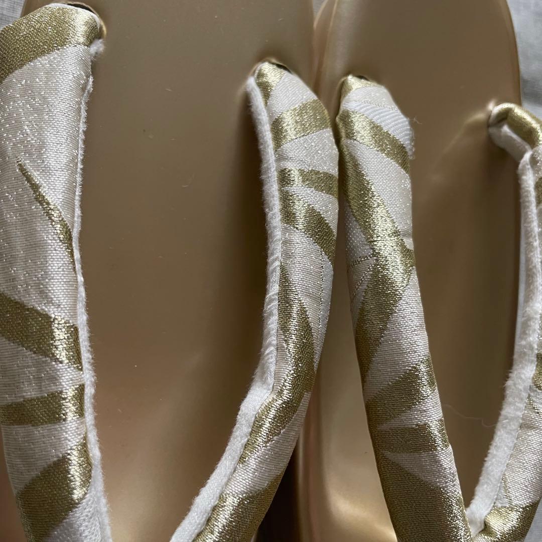 和装用バッグ　厚底草履のセット　ゴールド　成人式　振袖