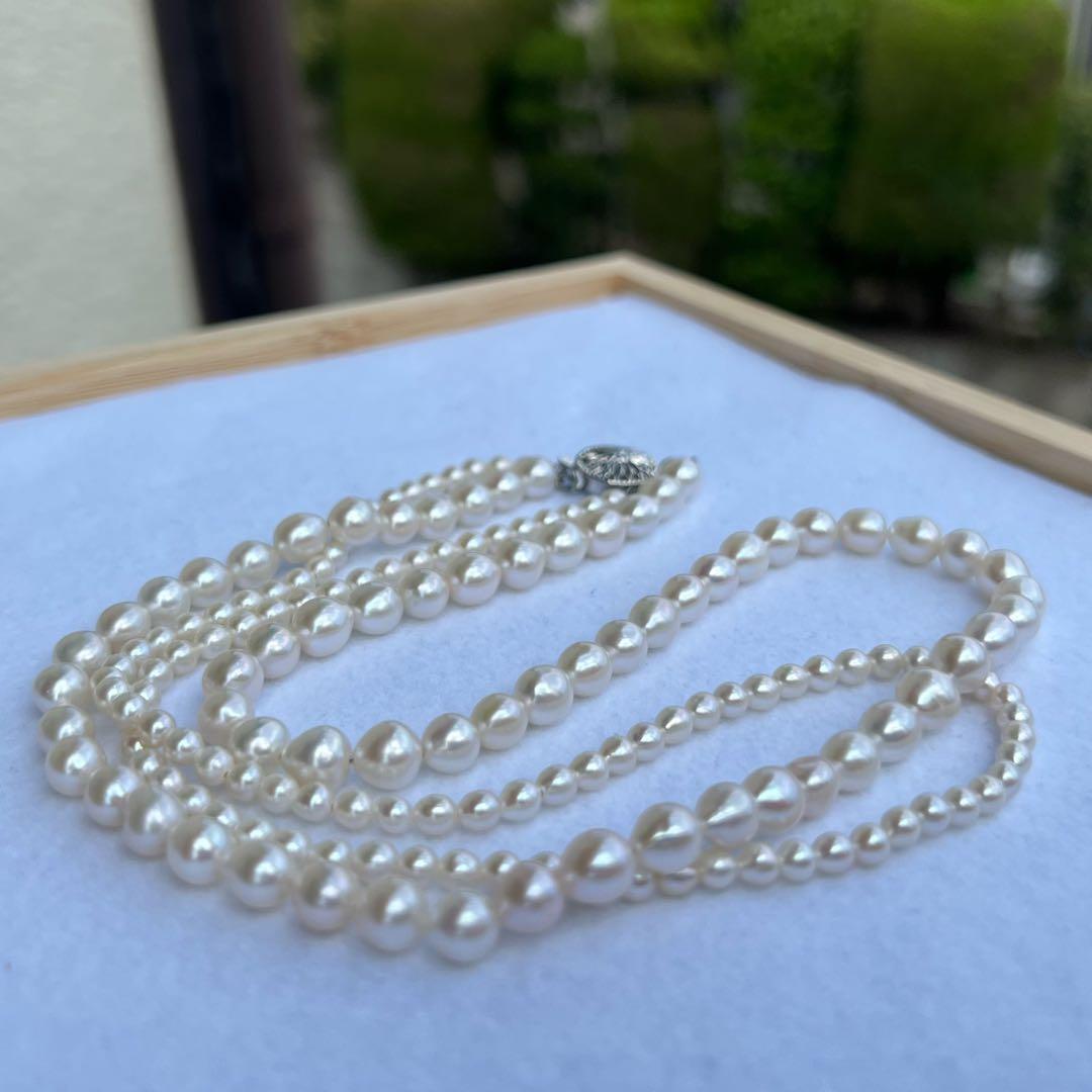 2連パールレイヤードネックレス　淡水パールネックレス　2連パールネックレス