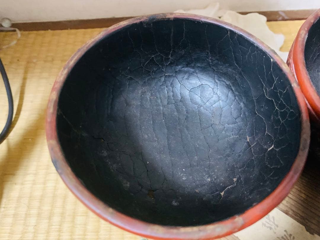 中国明〜清時代堆朱お茶碗2点(元箱付き)