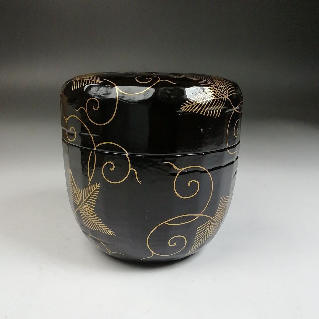 Ｗ７７　棗　『松唐草』『一閑折焼　大棗』『道場宗廣 造』　共箱　茶道具