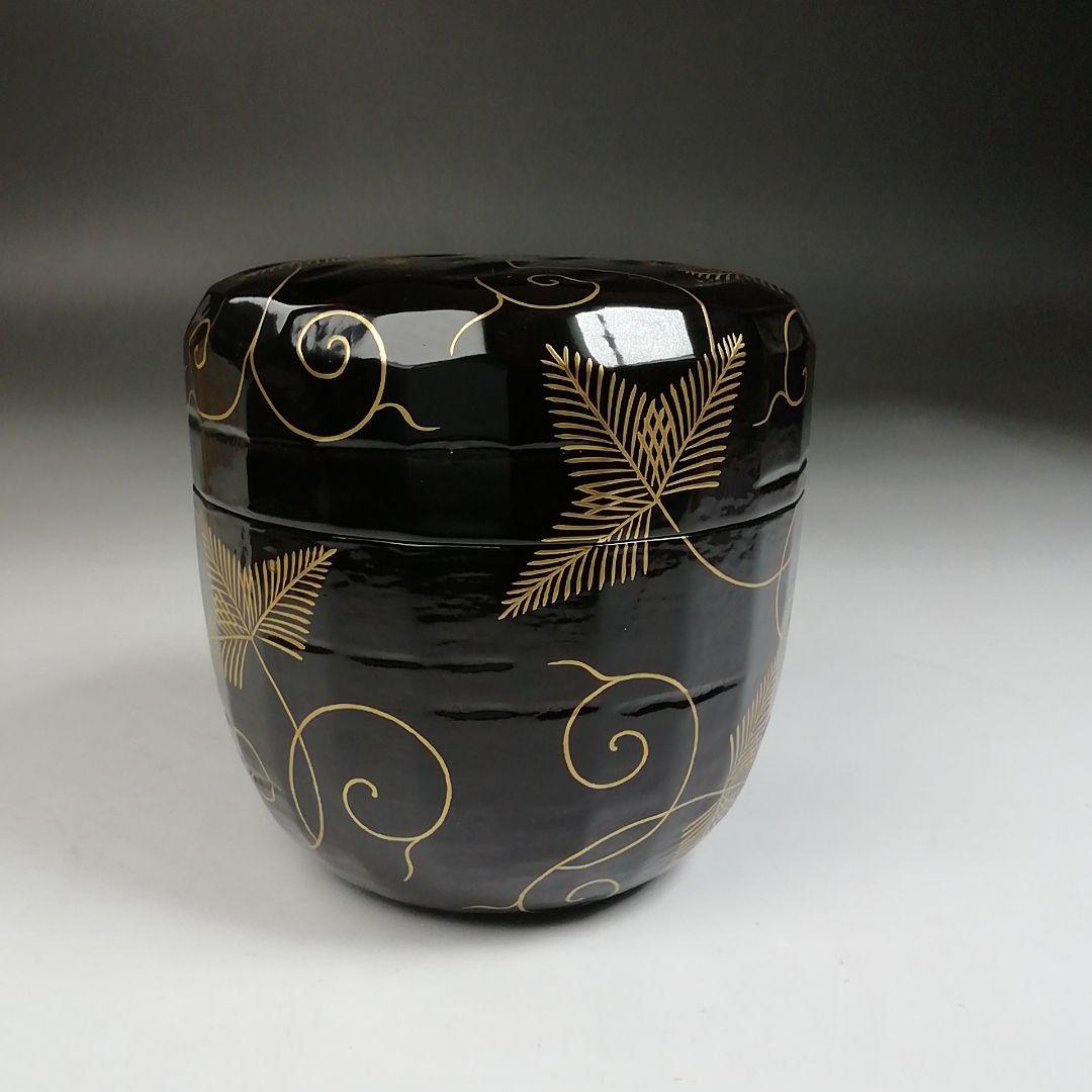 Ｗ７７　棗　『松唐草』『一閑折焼　大棗』『道場宗廣 造』　共箱　茶道具