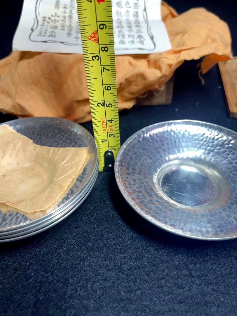 平安 清課堂 「錫鎚目図式茶托」茶道具 茶器 錫器 茶托 古美術 古道具　京都