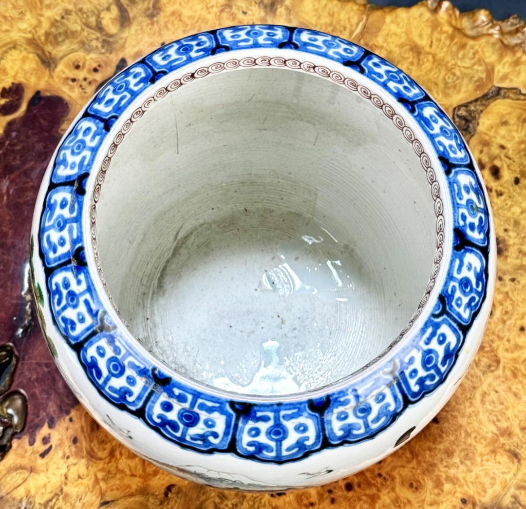 時代物 古染付色絵人物風景鉢 青花 ウブ品 入手困難骨董日本古玩 WWTT356