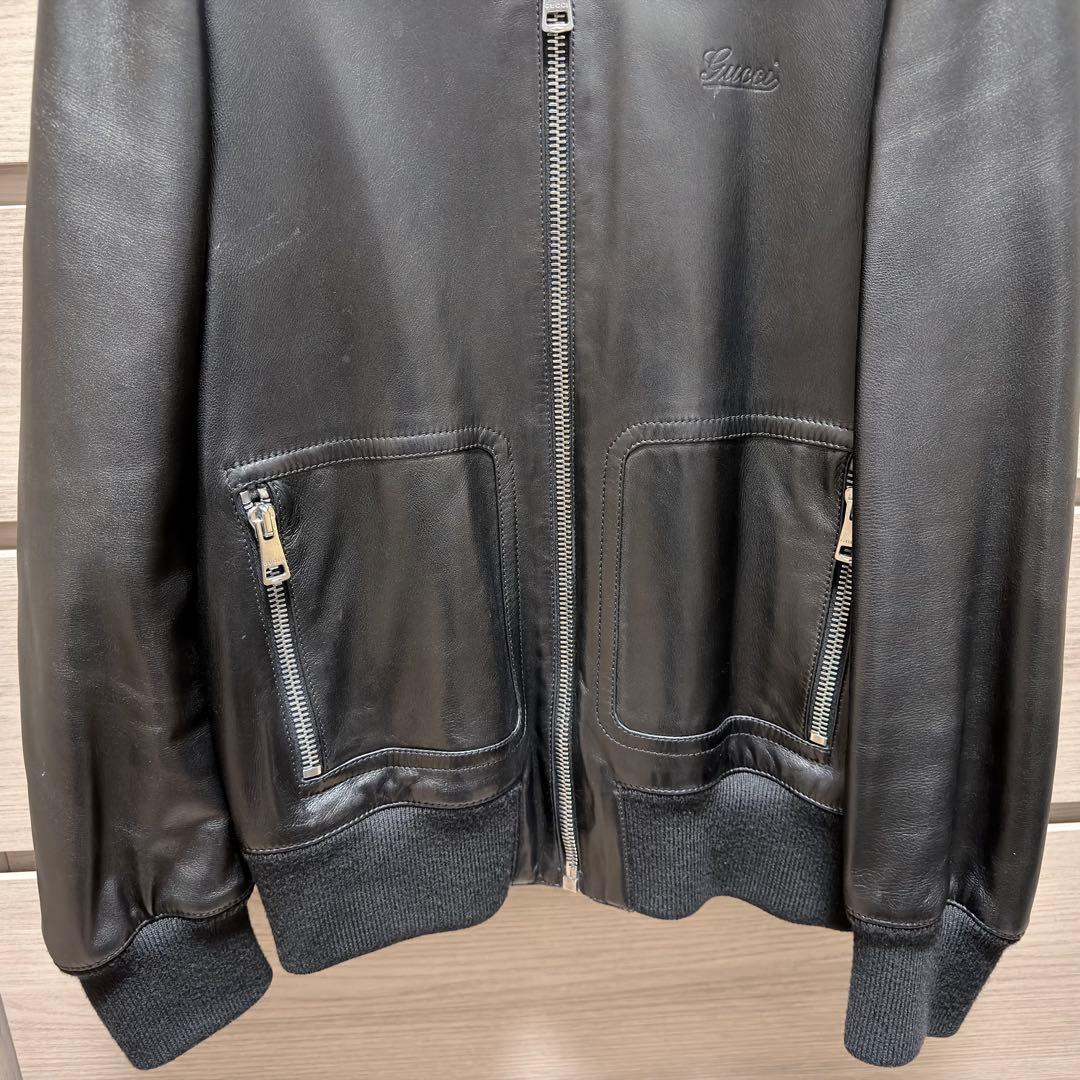 GUCCI レザー ジャケット ブラック 46
