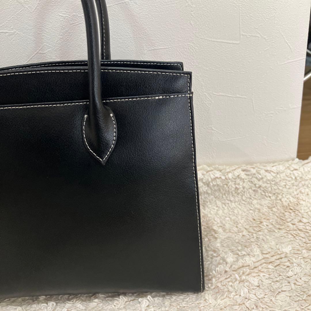 【極美品】濱野鞄/ハンドバッグ/金具/レザー/黒/ハマノ/HAMANO/南京錠