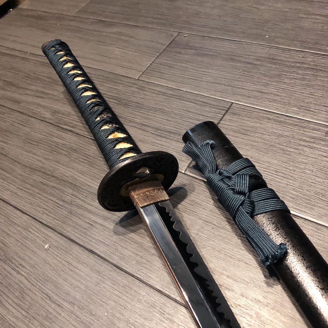 本格模造刀　太刀　居合刀　本研波刃　緑拵え　 刃長