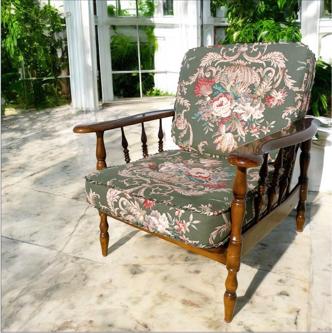 【美品】karimoku カリモク アームソファ コロニアル フリージアグリーン