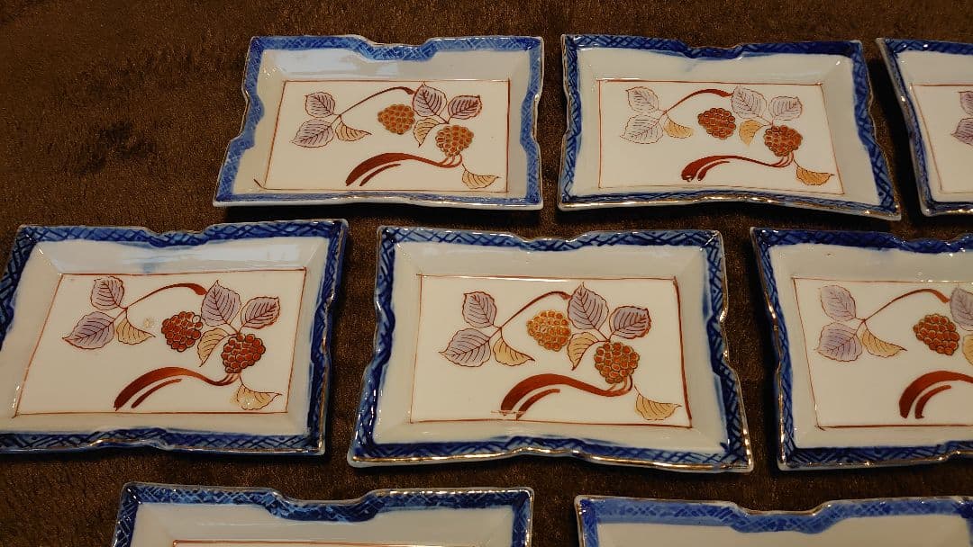 古伊万里　伊万里　色絵　角皿　菓子皿　蔵出し　１０客
