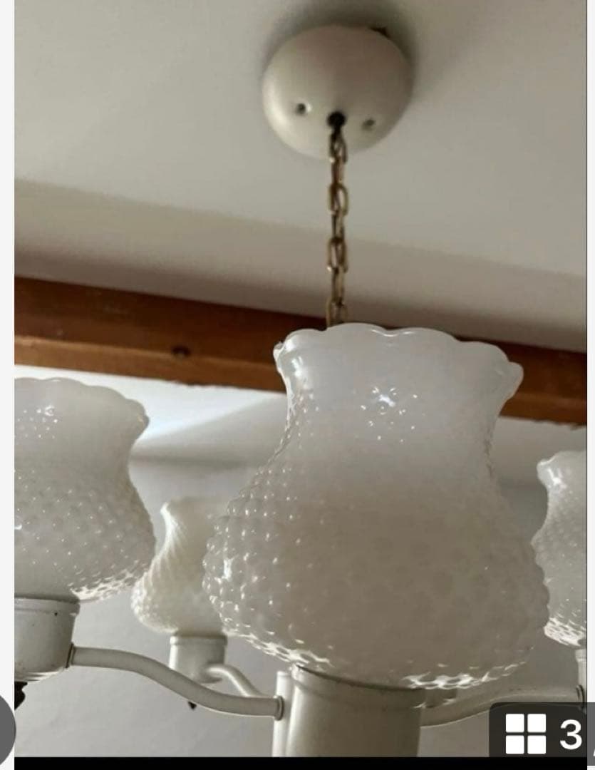 アンティーク　ミルクガラスシェード シャンデリア 5灯 天井照明　新居