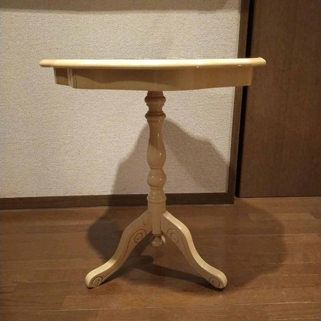 ティーテーブル イタリア ナチュラル/ホワイト 象嵌 カフェテーブル