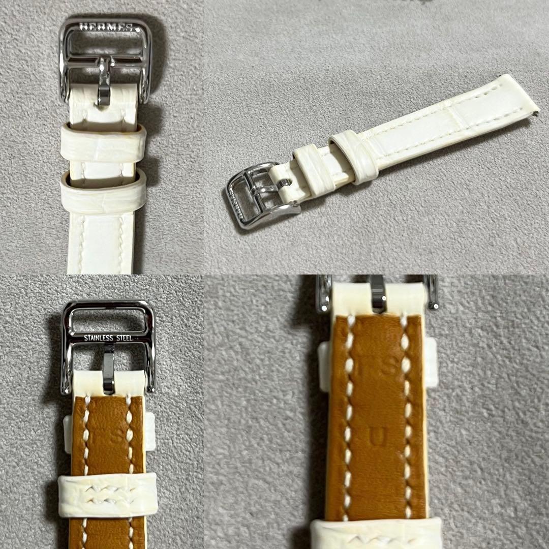 Hウォッチ ミニ ベルト Hermes エルメス 時計 腕時計 アリゲーター 白