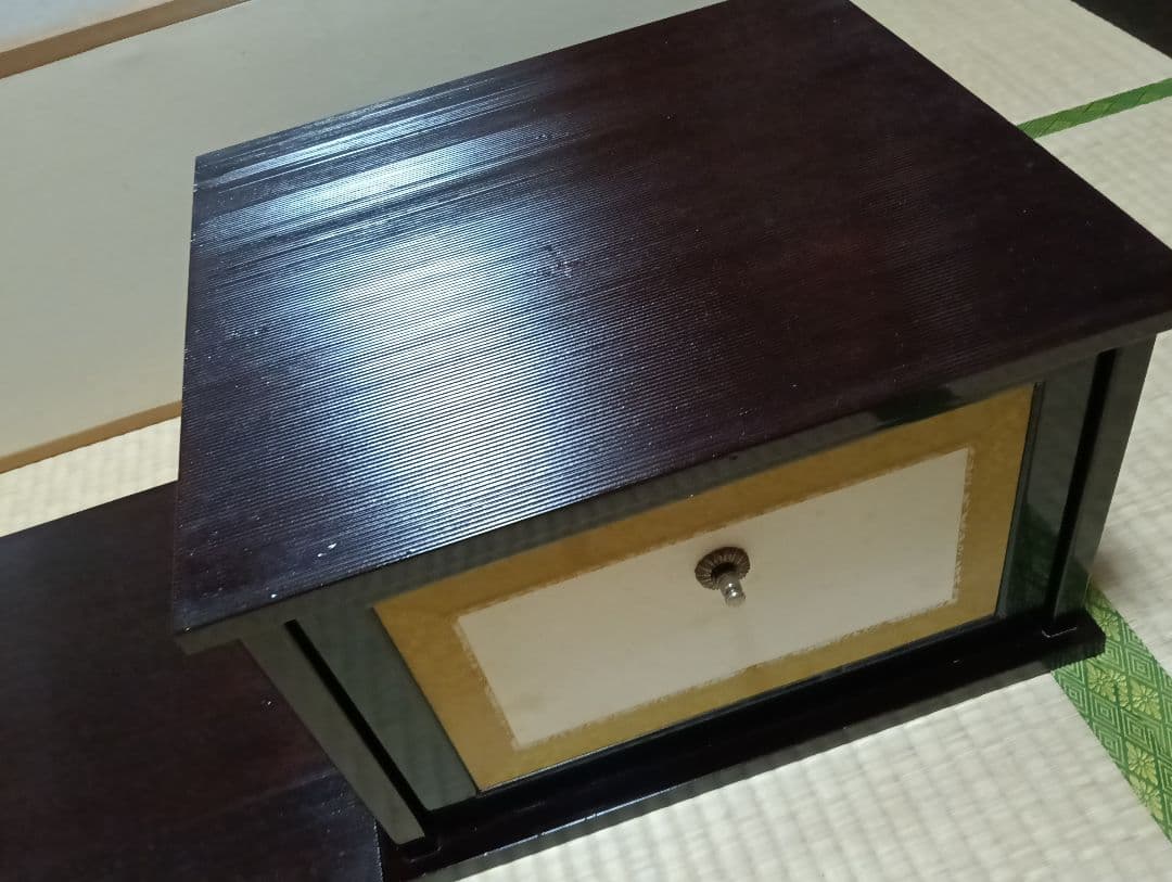 【茶道具整理中】少々難あり　木箱付　平安光入　造　溜塗　小袋棚