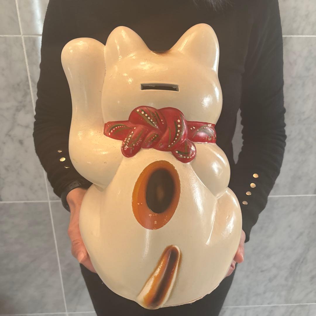 1920-30年代　瞳が美しく雰囲気抜群の幸運・良き人との出会いを招く特大招き猫