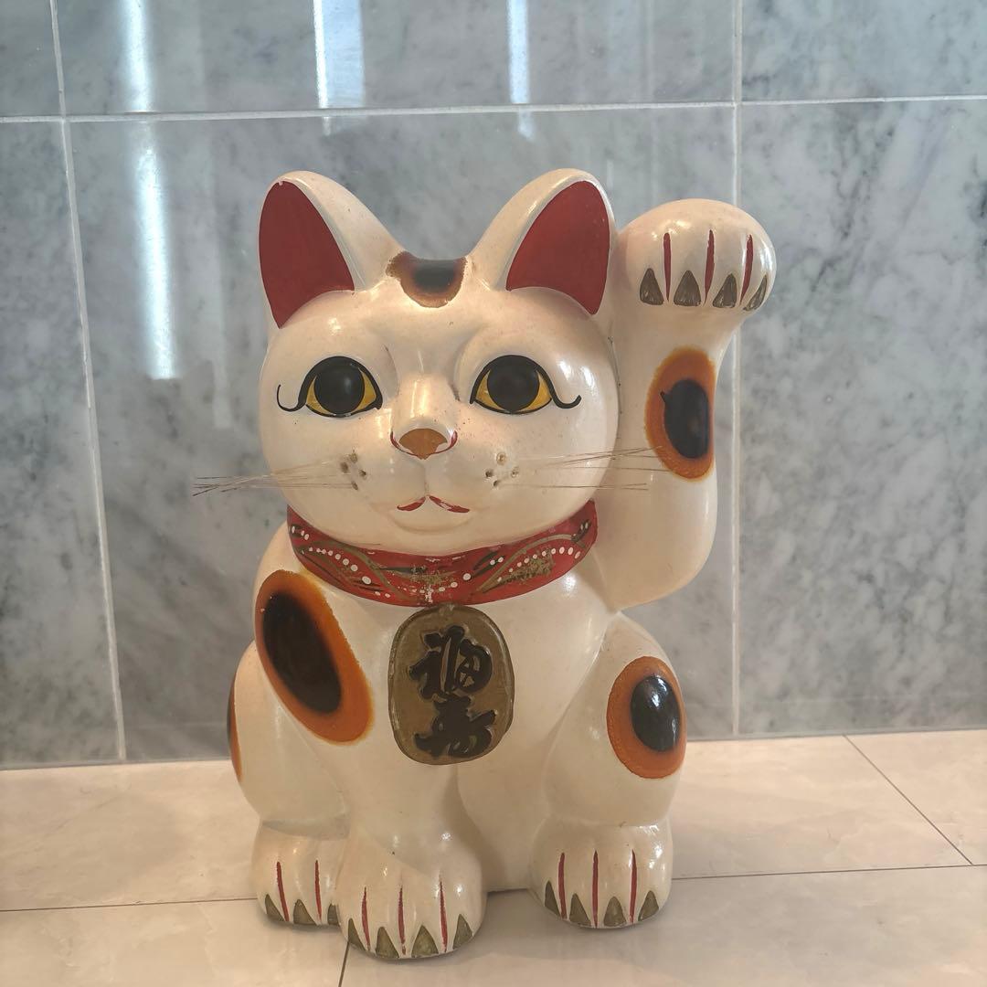 1920-30年代　瞳が美しく雰囲気抜群の幸運・良き人との出会いを招く特大招き猫