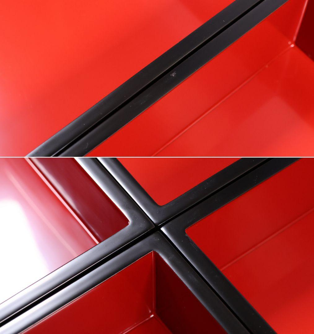 【MB33】輪島塗 宗水堂 木瓜家紋 蓋三枚 五段重 7.5寸重箱 黒内朱 木製