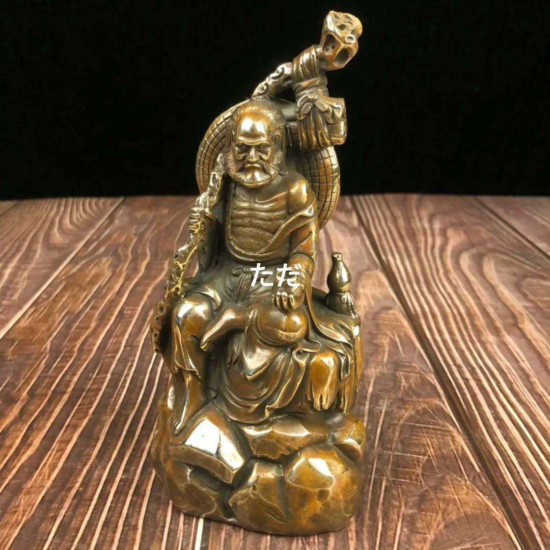 仏教美術 銅製仏像 沈思達磨祖師像 応接間 茶室 書斎 装飾品 工芸品 置物