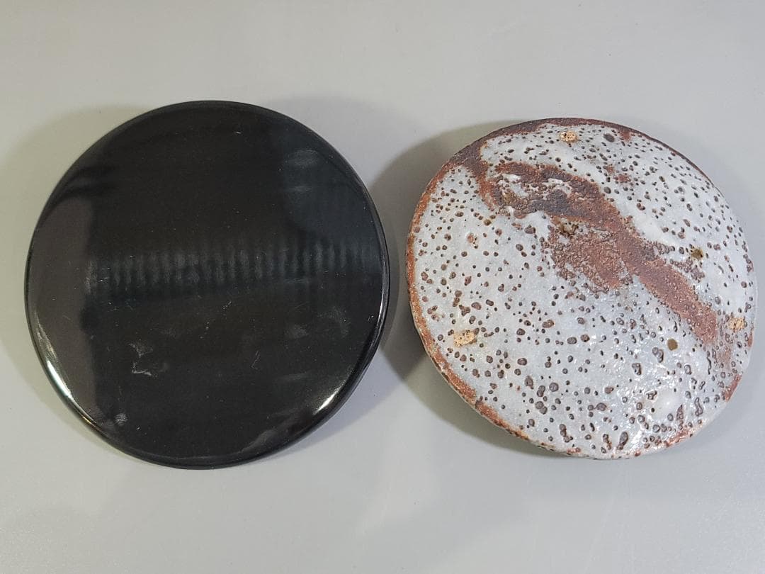 茶道具 鼠志野 水指 塗替蓋 共箱 DT475