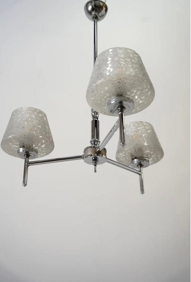 ガラスシャンデリア　ビンテージ　3灯