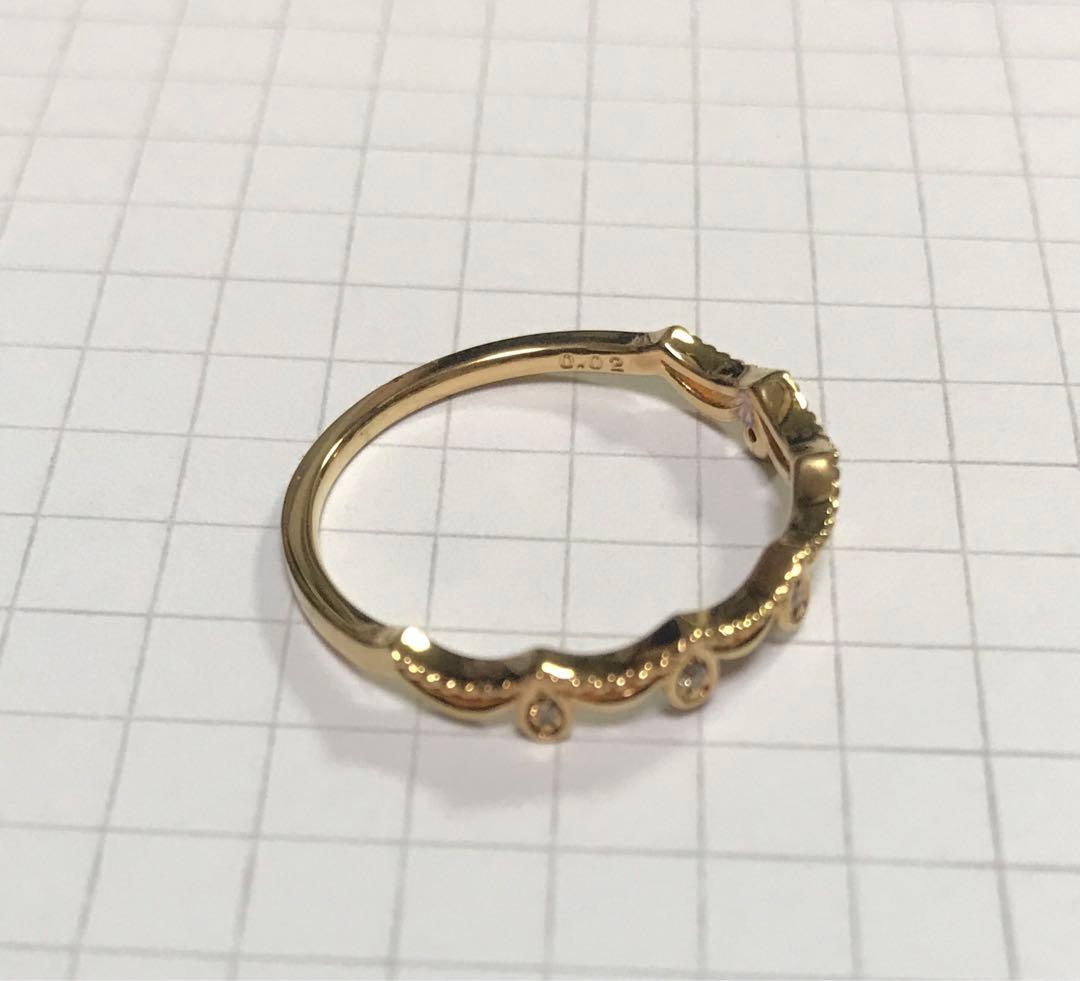 ete YG ブラウンダイヤモンド　スカラップ　レース　リング 14号