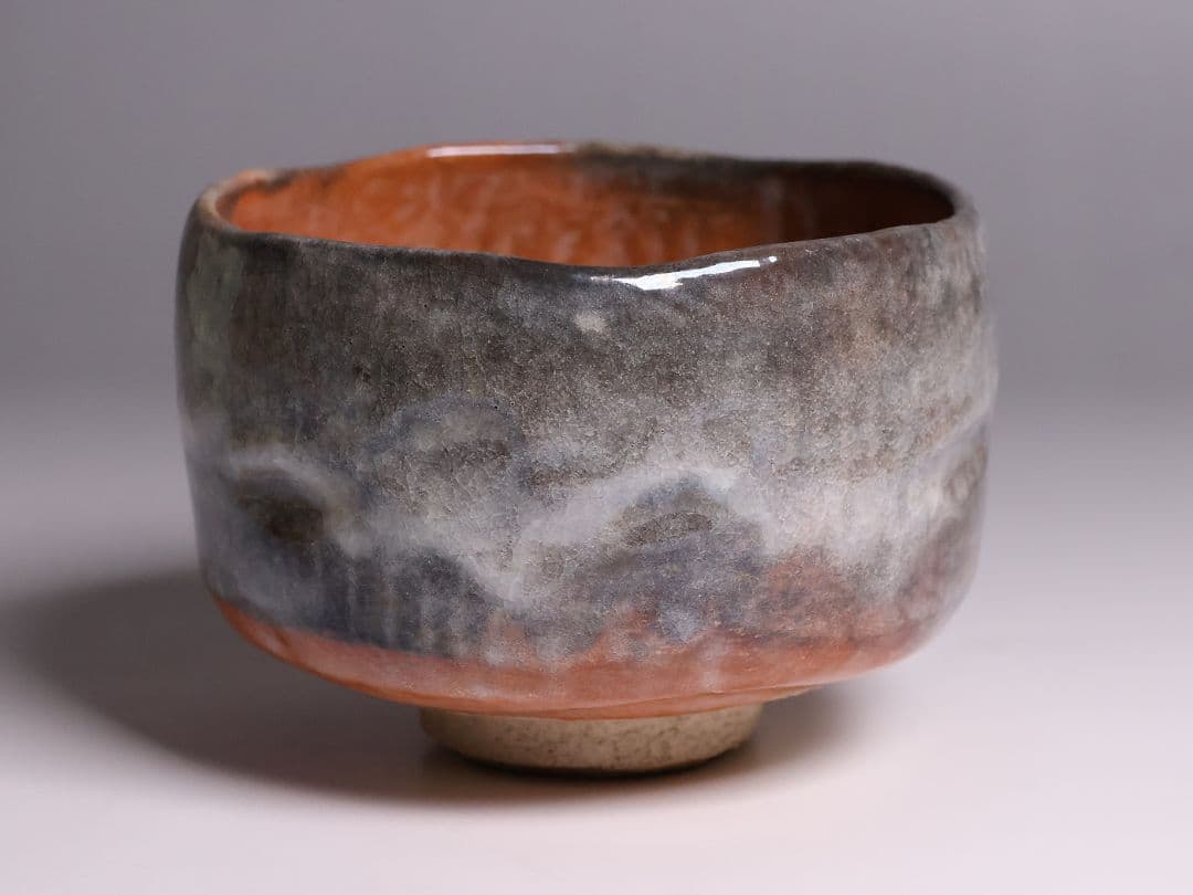 茶道具 二代 小川長楽 赤茶碗 共箱 共布 陶芸 陶器【MA914】