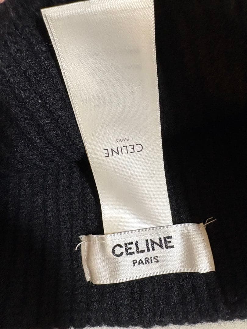 CELINE セリーヌ ニット帽 エンブロイダリー ブラック 黒 売り切り