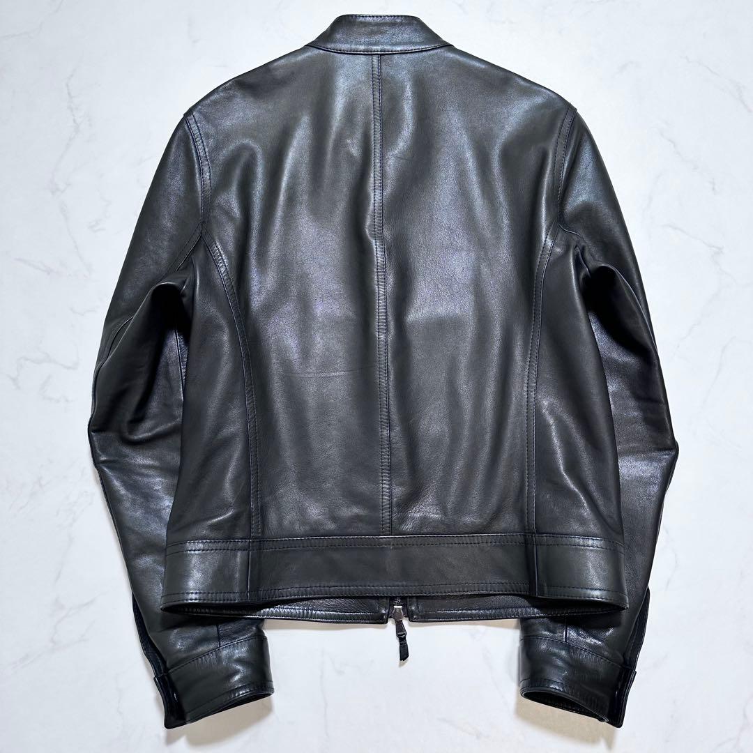 美品✨EMMETI JURI 46 シングルライダースジャケット ラムレザー 黒