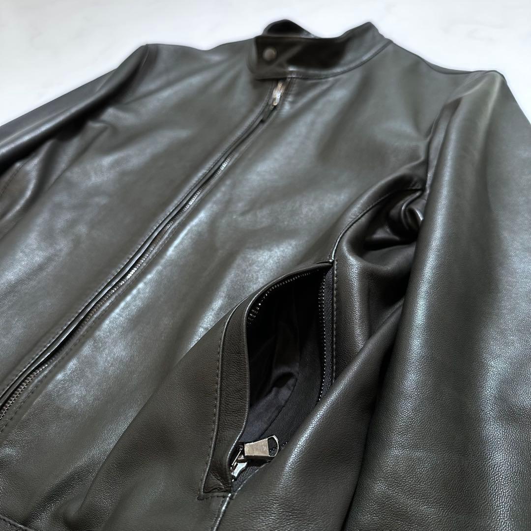 美品✨EMMETI JURI 46 シングルライダースジャケット ラムレザー 黒