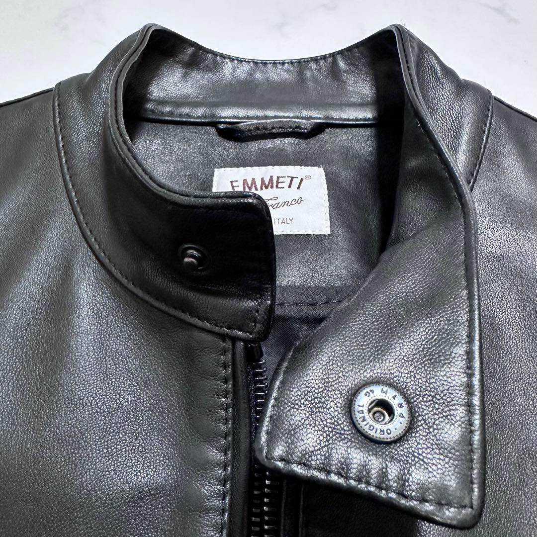 美品✨EMMETI JURI 46 シングルライダースジャケット ラムレザー 黒