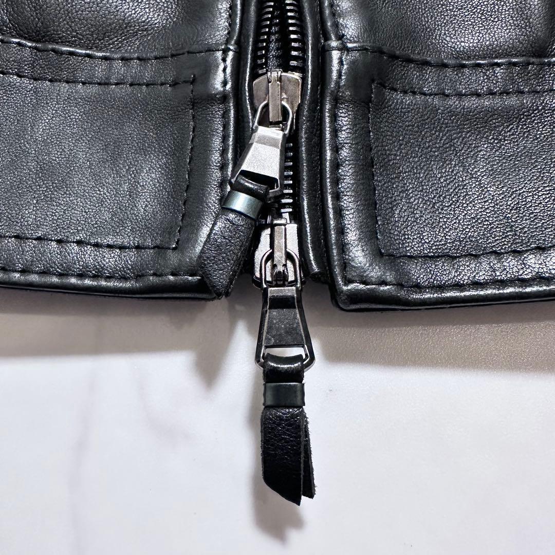 美品✨EMMETI JURI 46 シングルライダースジャケット ラムレザー 黒