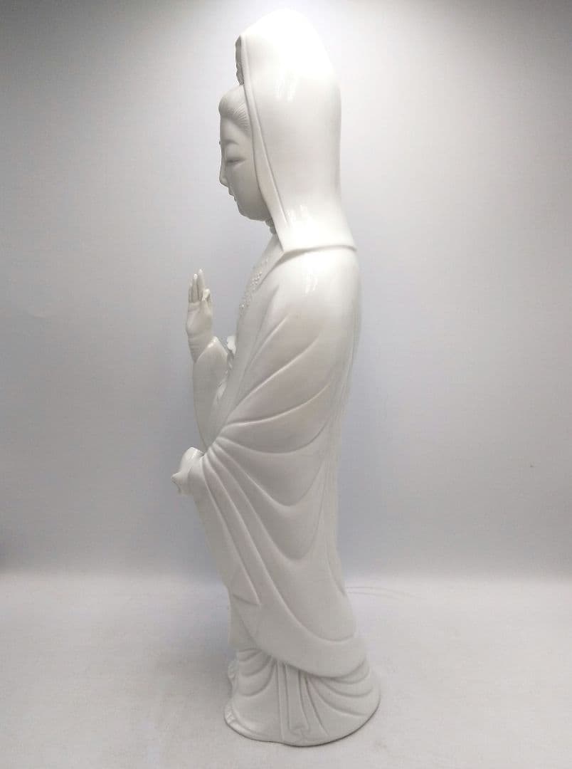 鍋島大五作　白磁　縁起物　慈母観音像　仏像　置き物　陶器　インテリア