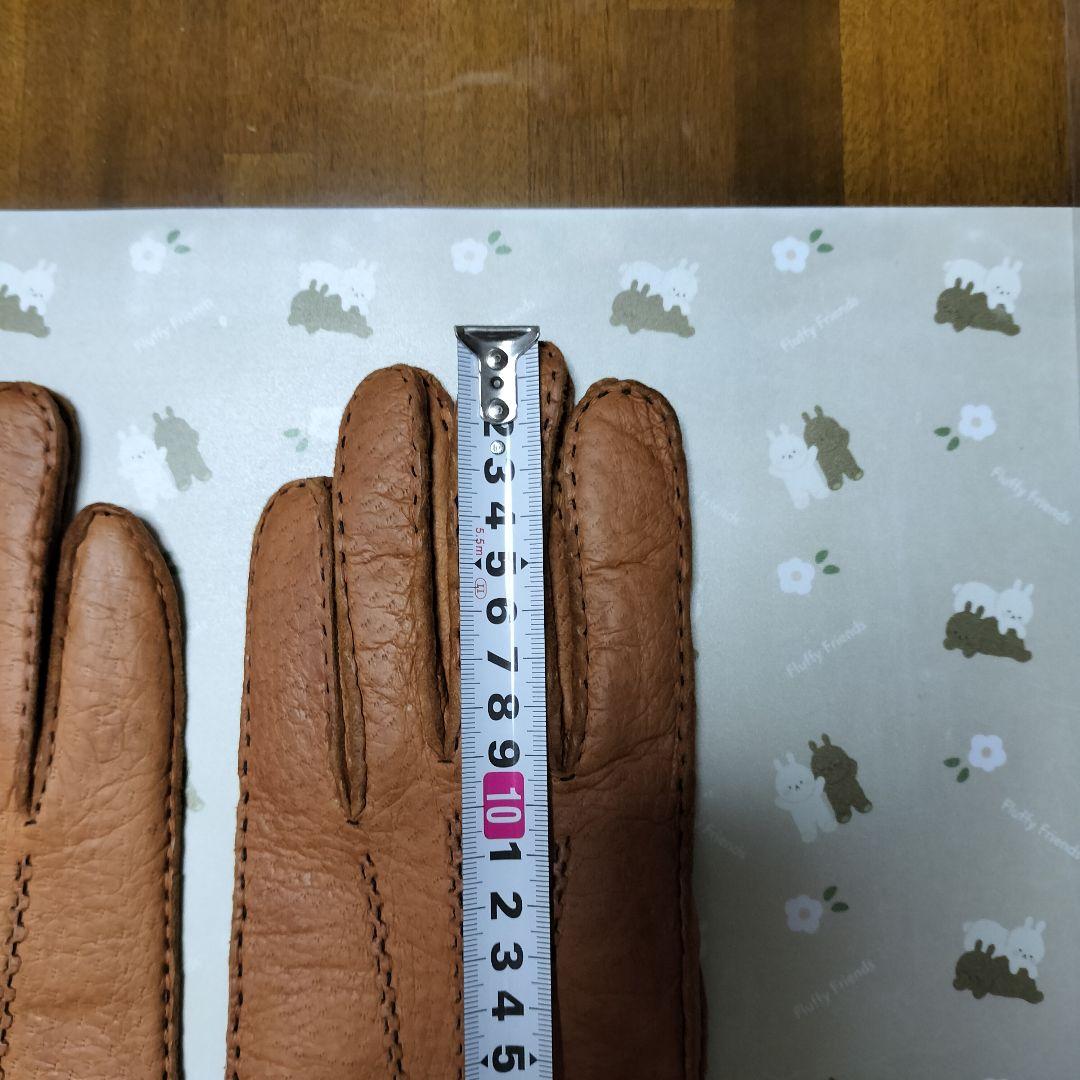 未使用　ペッカリー革手袋　カシミヤライニング　キャメル