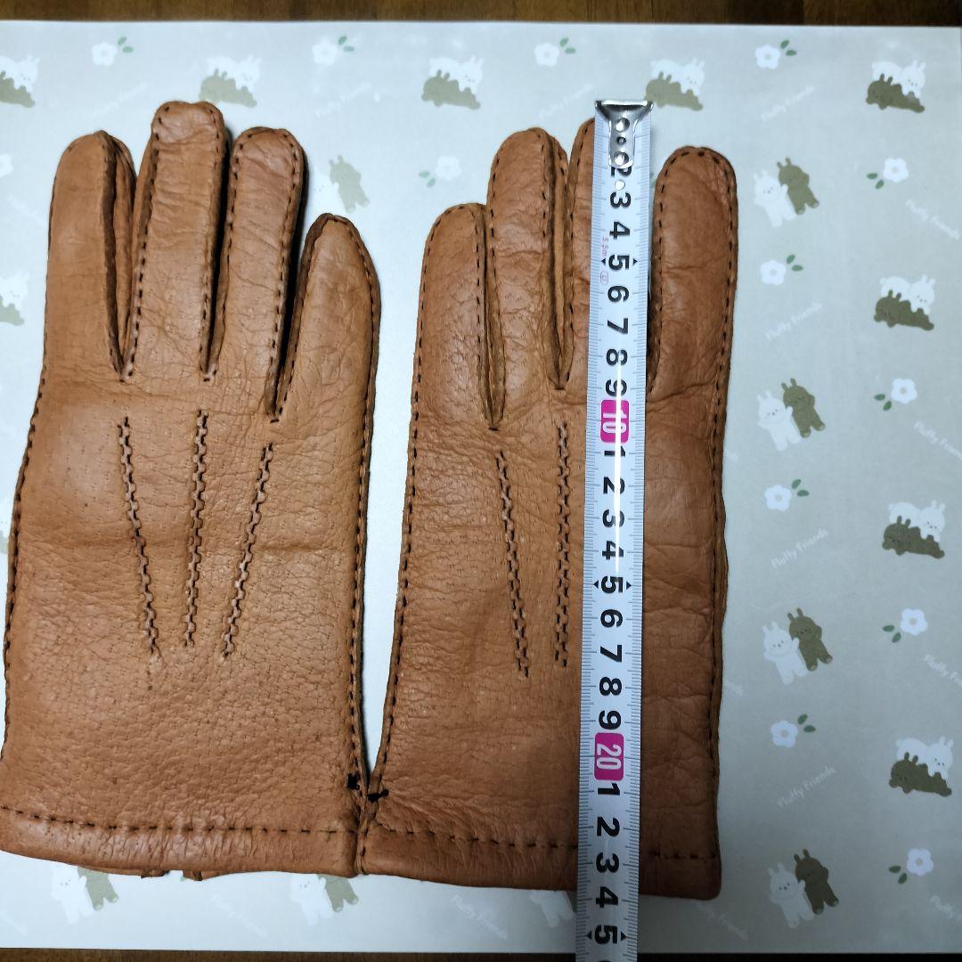 未使用　ペッカリー革手袋　カシミヤライニング　キャメル