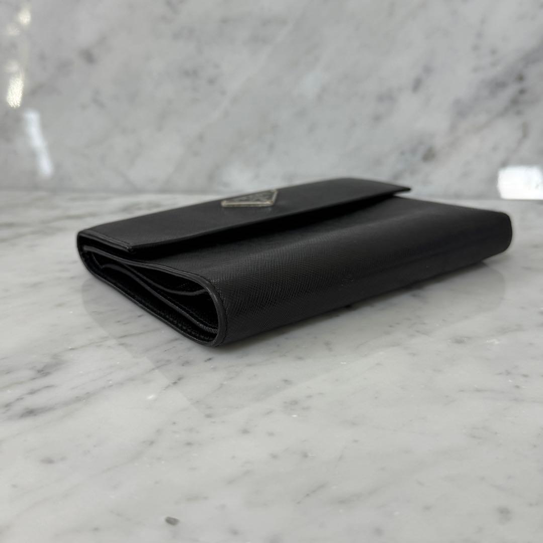 PRADA プラダ 三つ折財布 ブラック 黒 サフィアーノ トライアングル