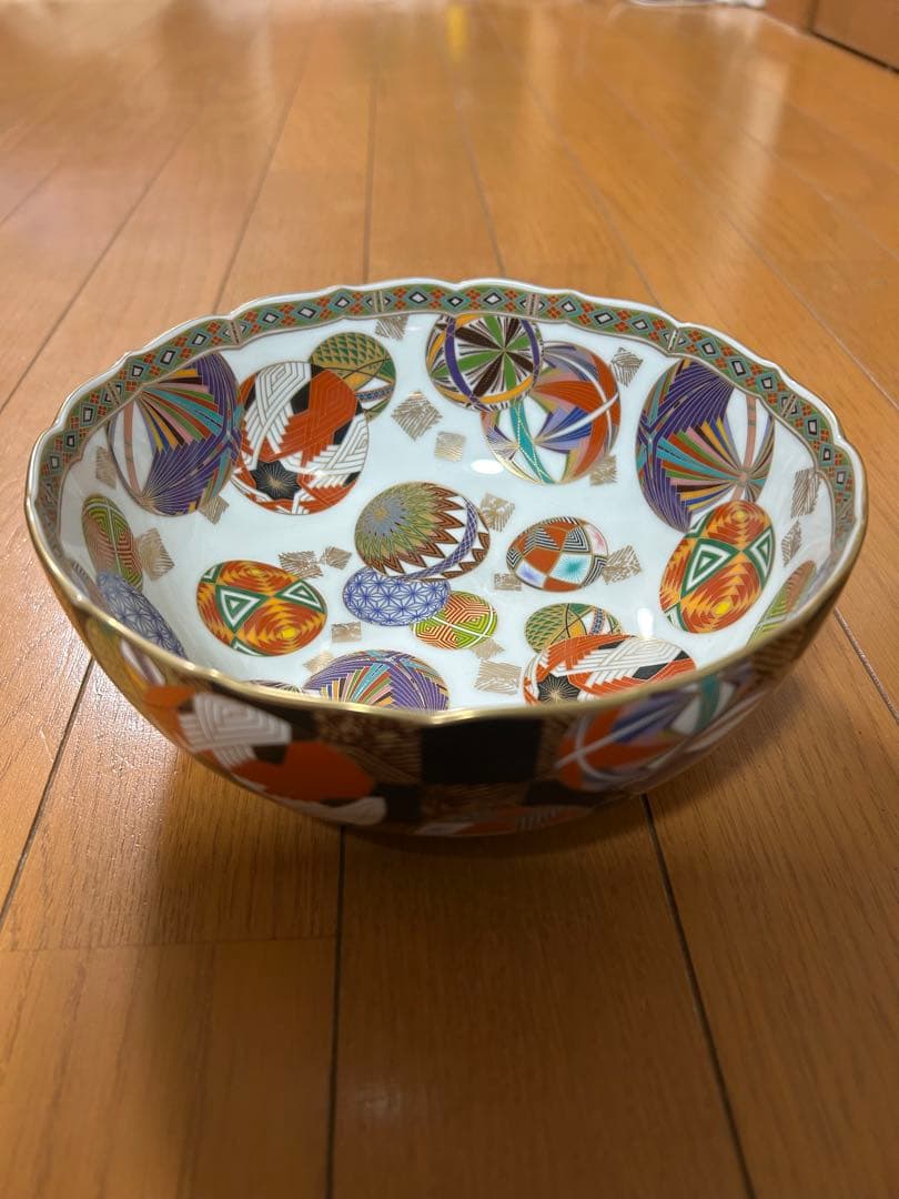 前畑陶器　庫山窯　色絵手まり　菓子鉢