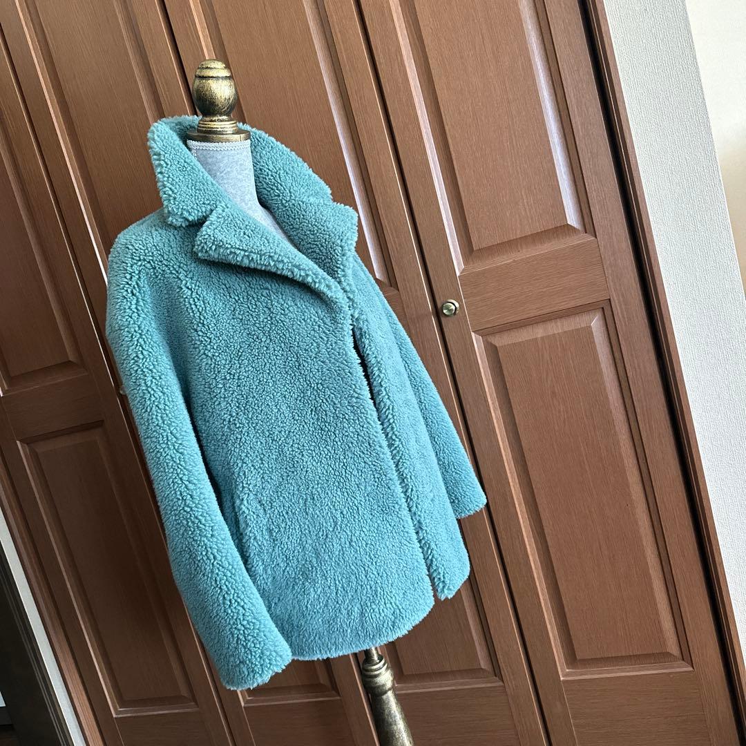 GINI ❤素敵　ミントグリーン ボアコート　チェスター　エメラルド　新品